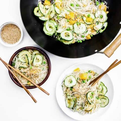 Cucumber + Mango Sesame Noodle Bowls