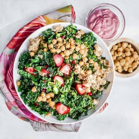 Kale Salad with Pink Tahini Dressing