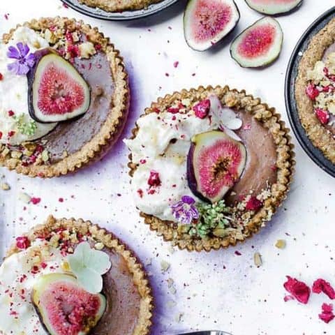 Figgy Curd Tarts with Lavender + Chamomile Cashew Cream