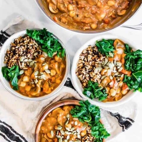 Vegan Pumpkin Chili with Wild Rice + Kale