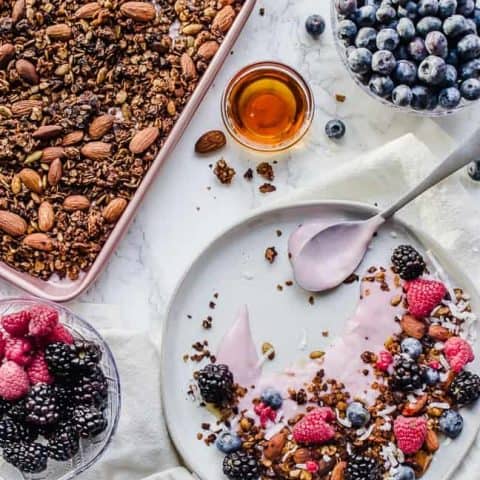 Vegan Yogurt Berry Parfait with Gluten Free Homemade Granola