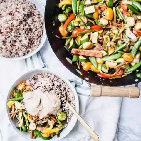 30 Minute Stir Fry with Maple Peanut Sauce