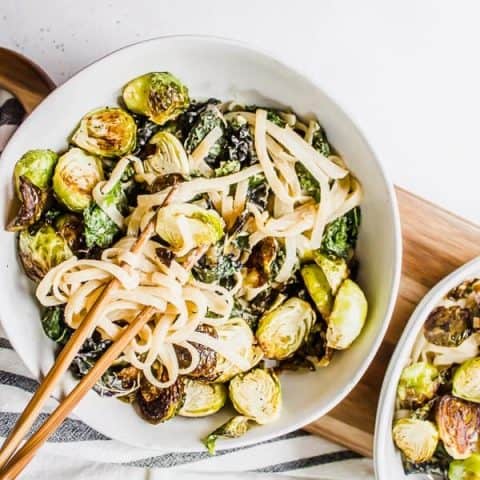 Kale + Brussels Miso Mustard Noodle Bowls