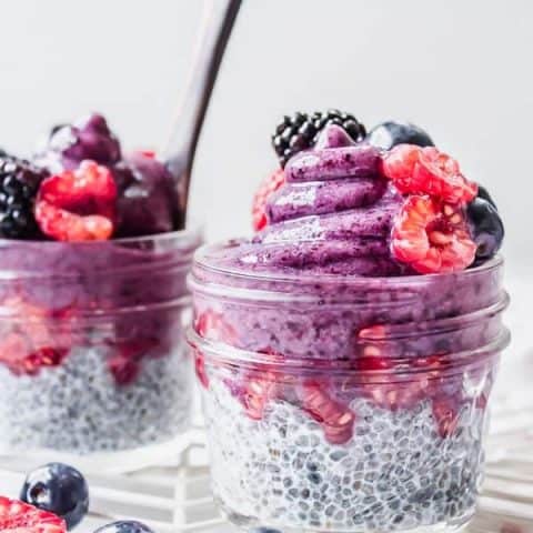 Mini Chia Pudding + Blueberry Nice Cream Parfaits