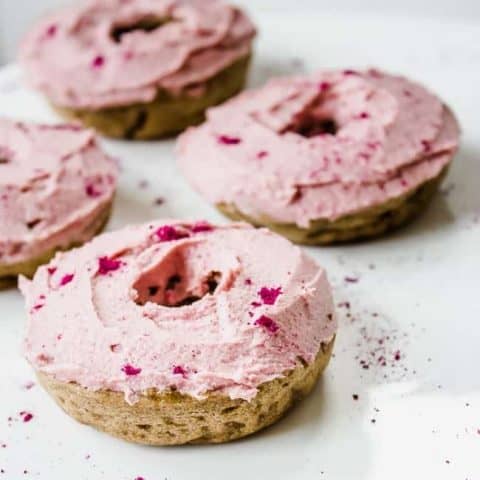 Chocolate Coffee Doughnuts with Cinnamon Pitaya Icing
