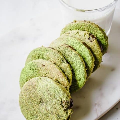 Chocolate Chunk Matcha Shortbread Cookies