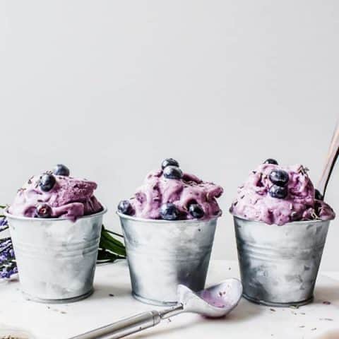 Homemade Vegan Blueberry Lavender Lemon Gelato