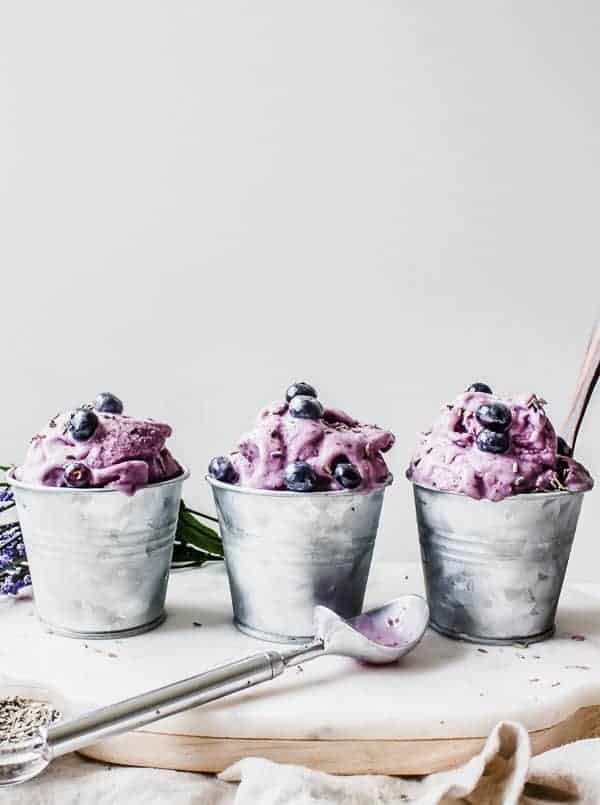 homemade vegan blueberry lavender lemon gelato