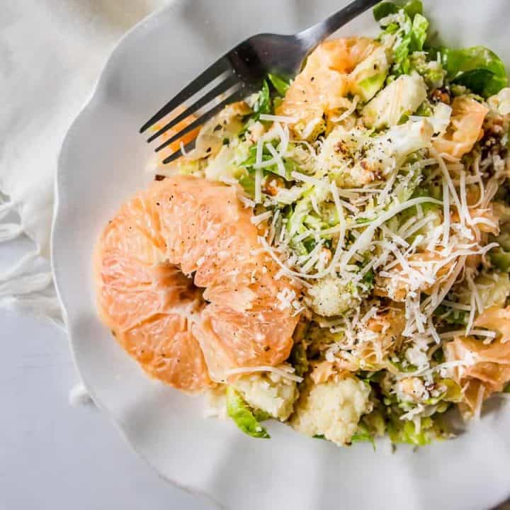 Brussels + Roasted Cauliflower Grapefruit Salad