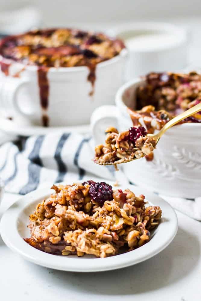 Roasted Plum and Blackberry Baked Oatmeal
