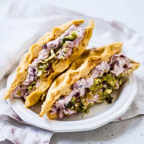Cranberry + Brussels + Sweet Potato Waffle Sandwiches