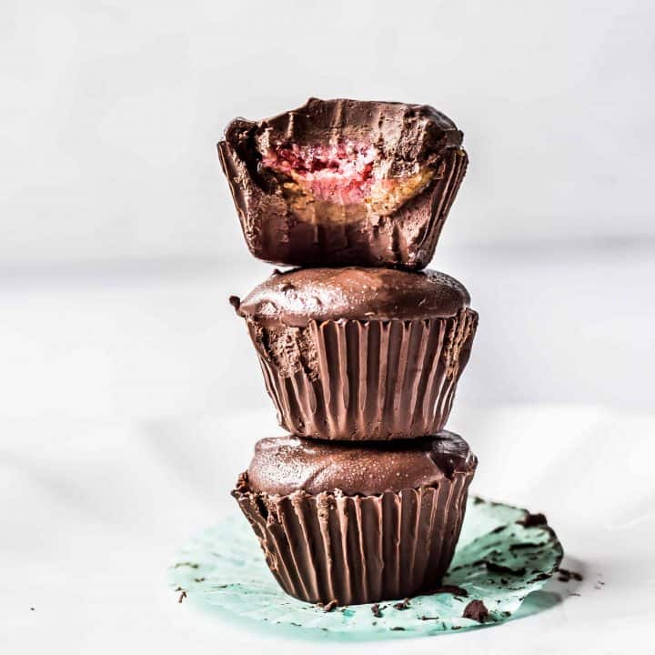 Protein Almond Butter Cups with Strawberry Chia Jam
