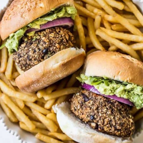 Sweet Potato Mushroom Guacamole Burgers