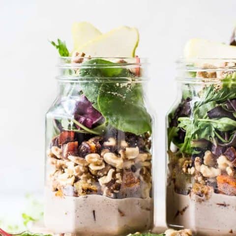 Walnut Pear Sweet Potato Mason Jar Salads
