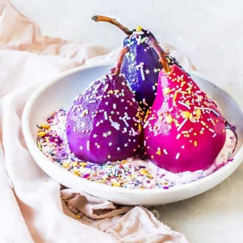Unicorn Poached Pears