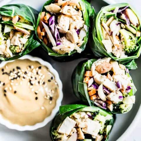 Sesame Ginger Tofu Collard Wraps