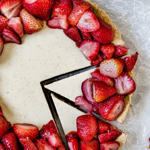 Vanilla Bean Custard Tart with Roasted Strawberries