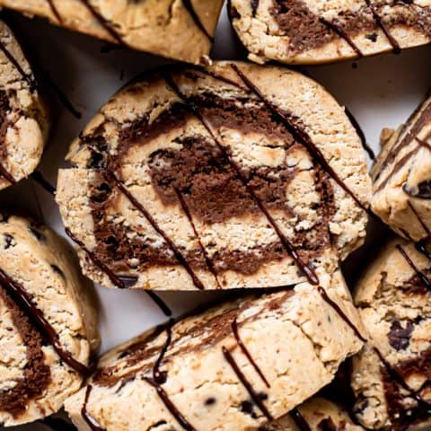 Raw Chocolate Chip Cookie Dough Brownie Rolls