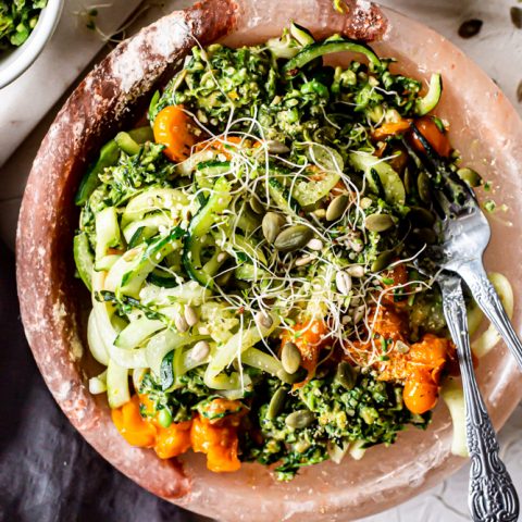 Seedy Pesto Zucchini Noodles