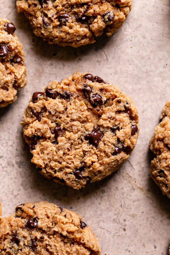 a close up of baked Quinoa Chocolate Chip Cookies