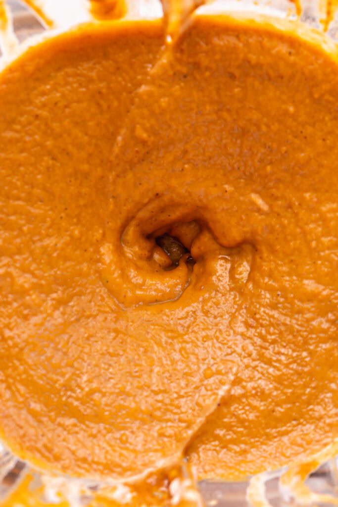 pumpkin pie filling blended together in a blender